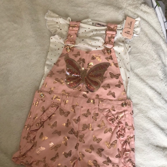 Little Lass Other - NWT girls two piece overall set